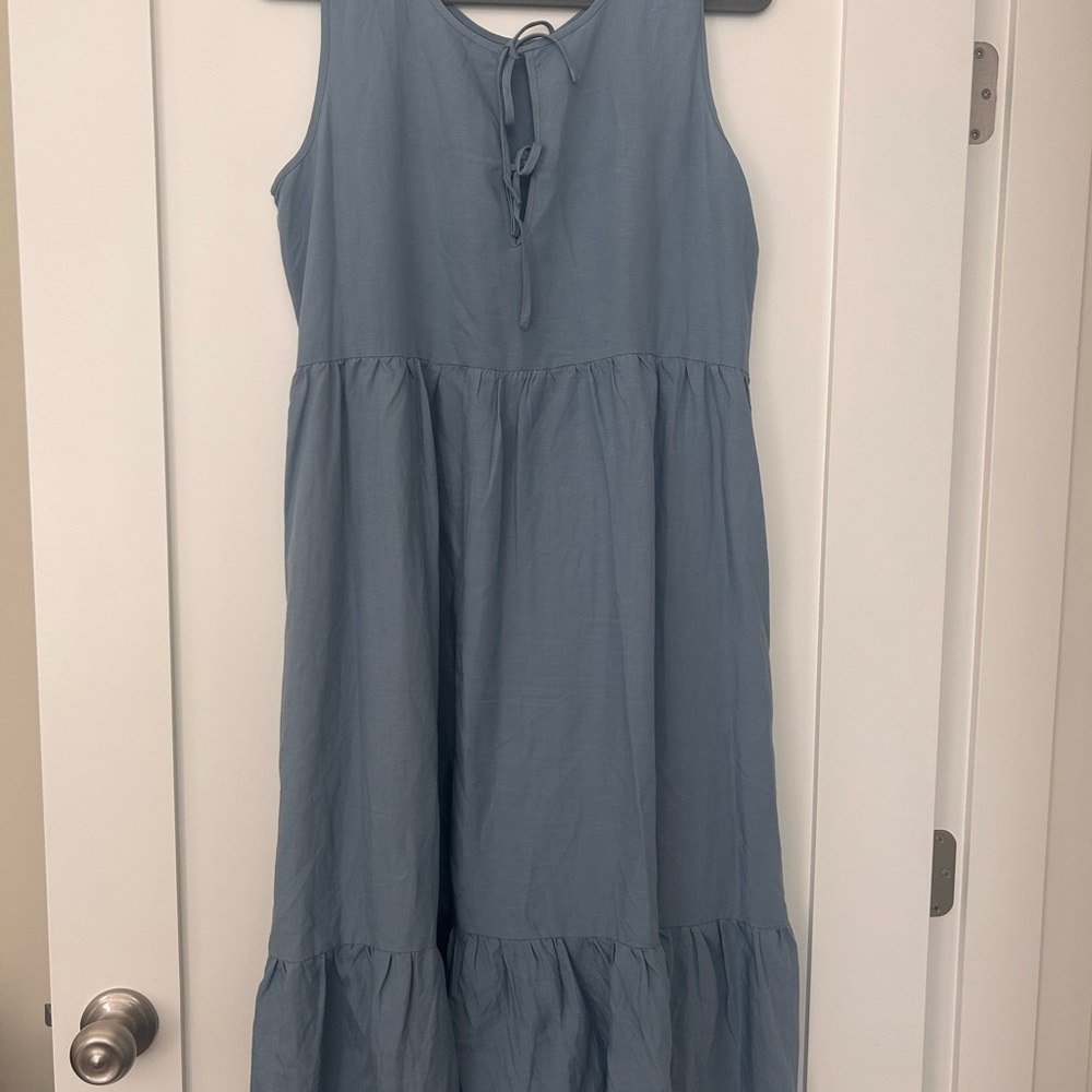 Tradlands Birdie - Blue Sleeveless Tiered Dress - Picture 2 of 3